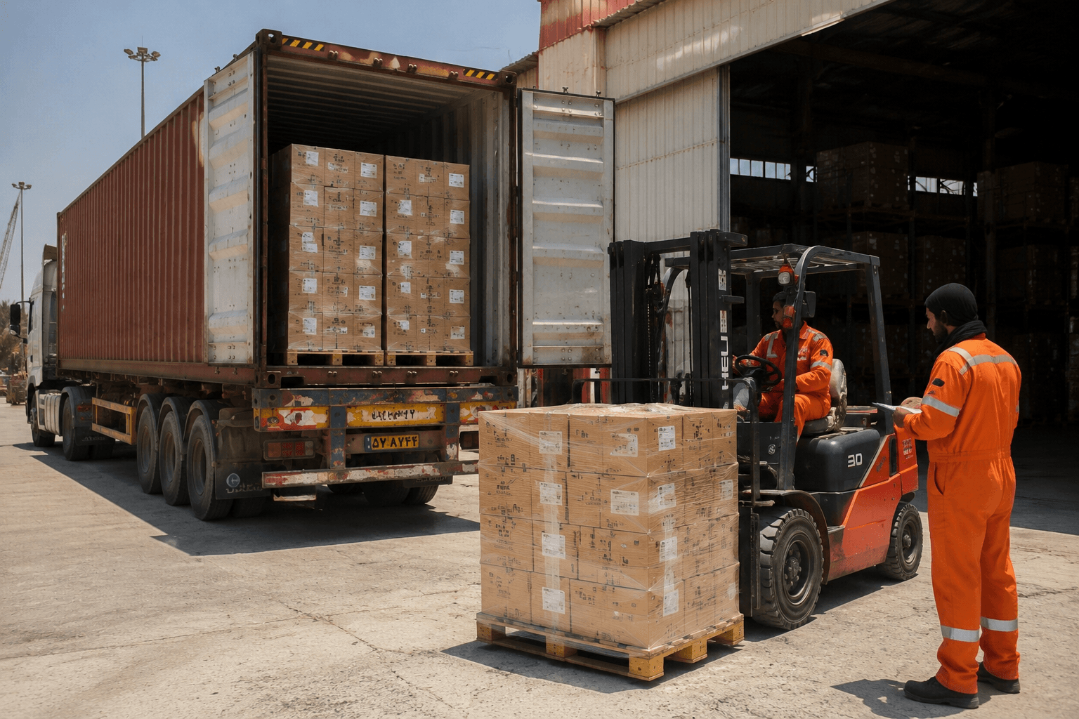 Cargo being prepared at a logistics facility